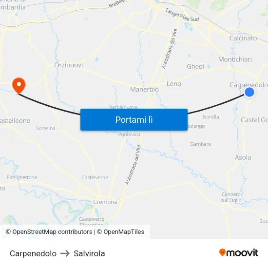Carpenedolo to Salvirola map