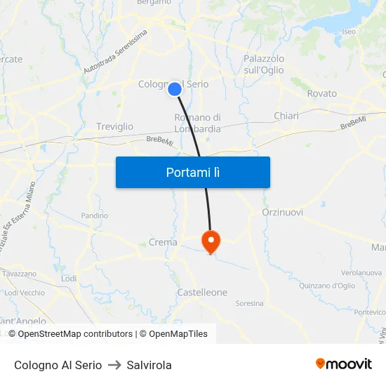 Cologno Al Serio to Salvirola map