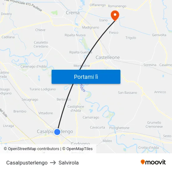 Casalpusterlengo to Salvirola map