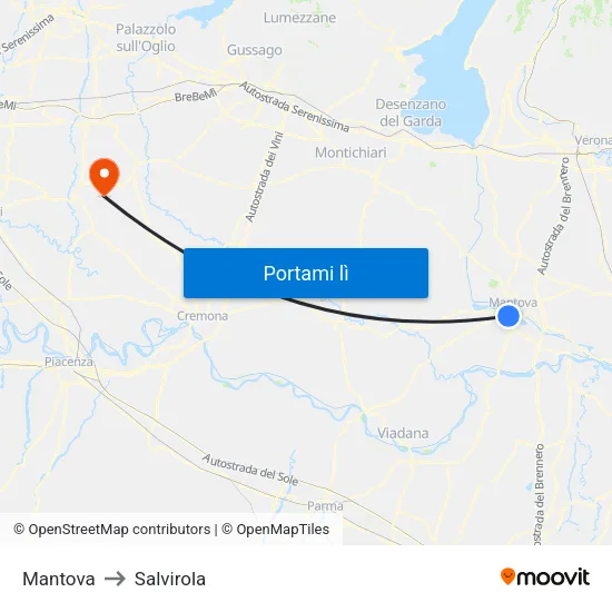 Mantova to Salvirola map