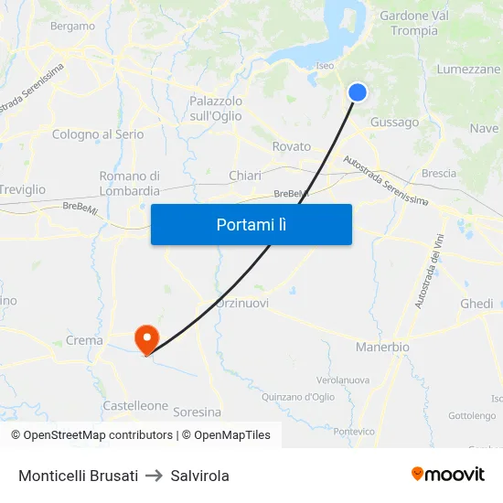 Monticelli Brusati to Salvirola map