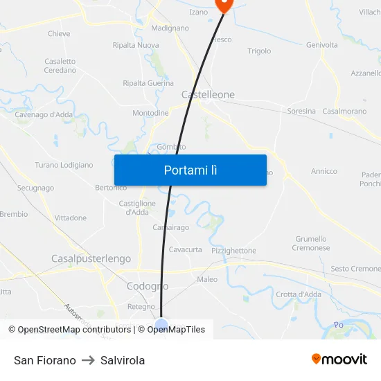 San Fiorano to Salvirola map