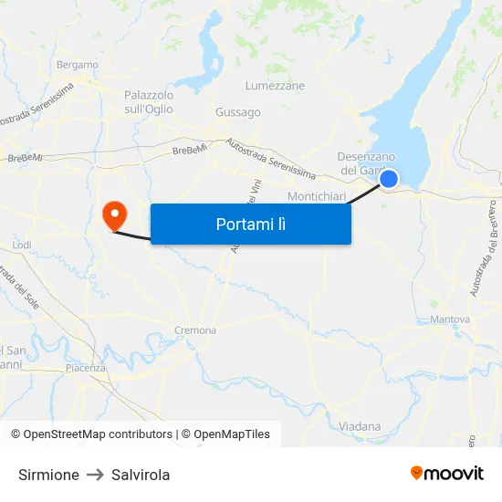 Sirmione to Salvirola map