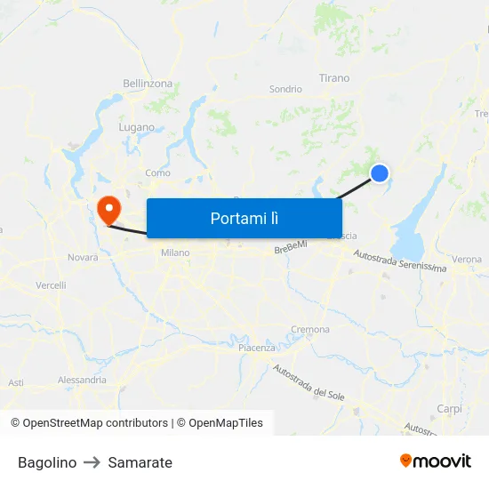 Bagolino to Samarate map