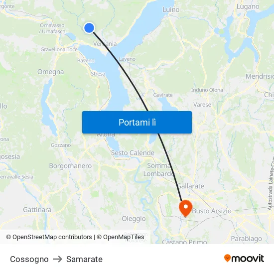 Cossogno to Samarate map