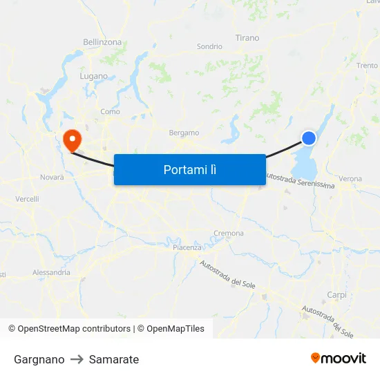 Gargnano to Samarate map