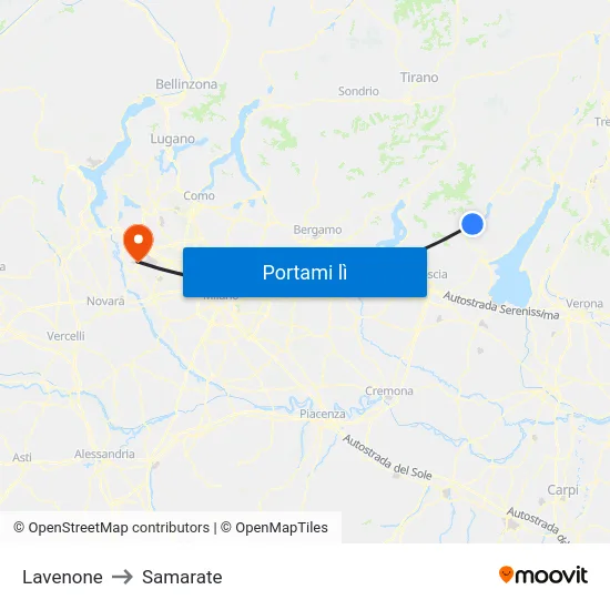 Lavenone to Samarate map