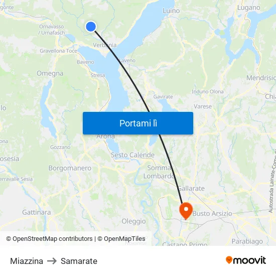 Miazzina to Samarate map