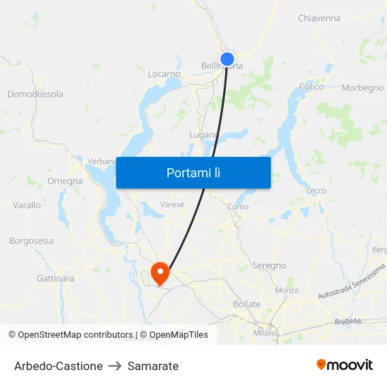 Arbedo-Castione to Samarate map