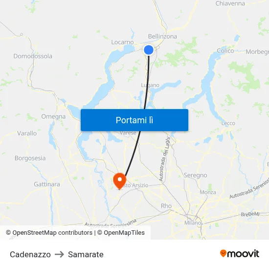Cadenazzo to Samarate map
