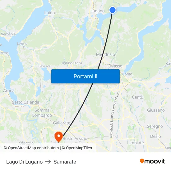 Lago Di Lugano to Samarate map