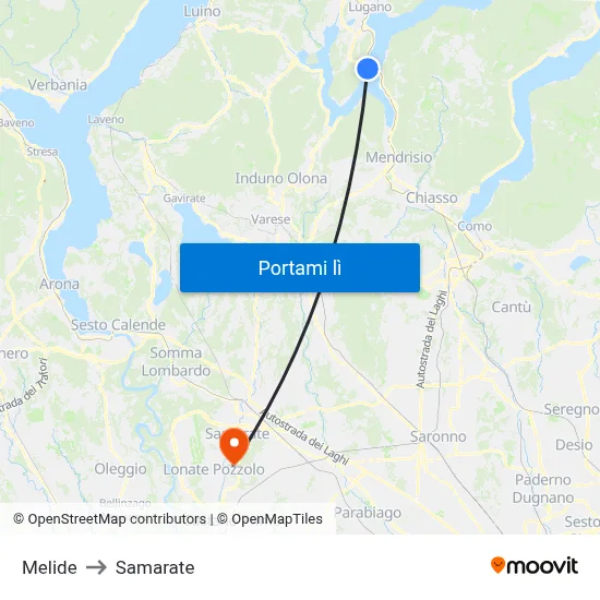 Melide to Samarate map