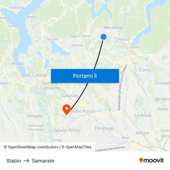 Stabio to Samarate map