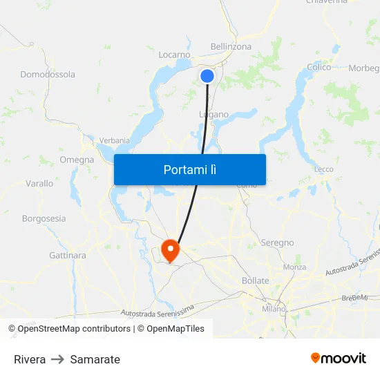 Rivera to Samarate map