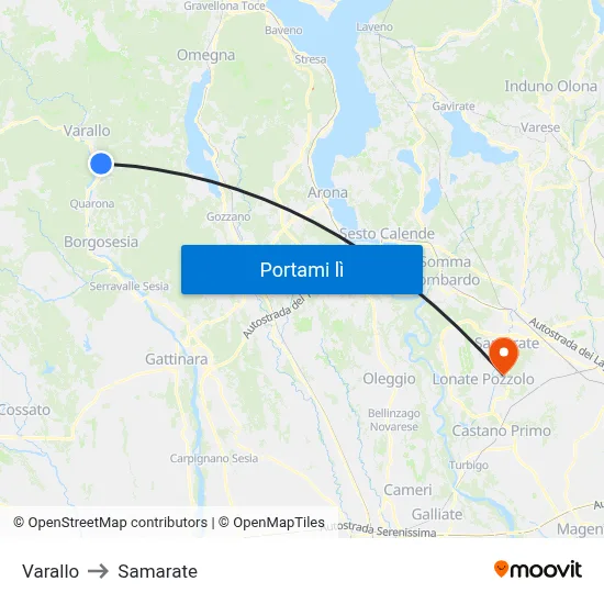 Varallo to Samarate map