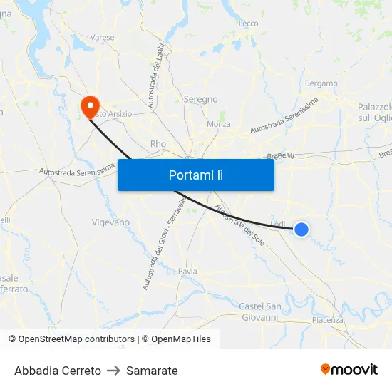 Abbadia Cerreto to Samarate map