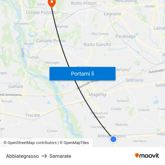 Abbiategrasso to Samarate map