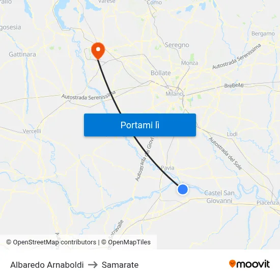 Albaredo Arnaboldi to Samarate map
