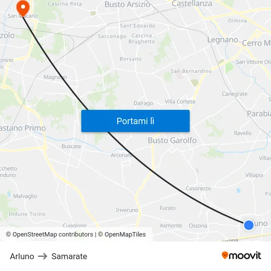 Arluno to Samarate map