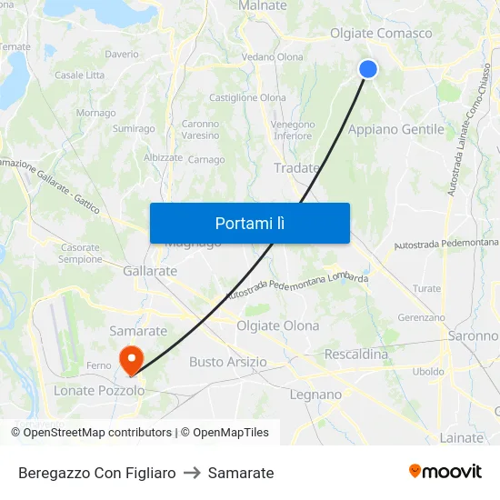 Beregazzo Con Figliaro to Samarate map
