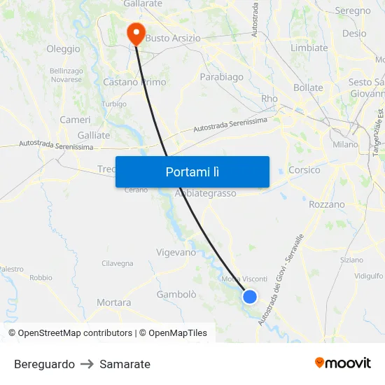 Bereguardo to Samarate map