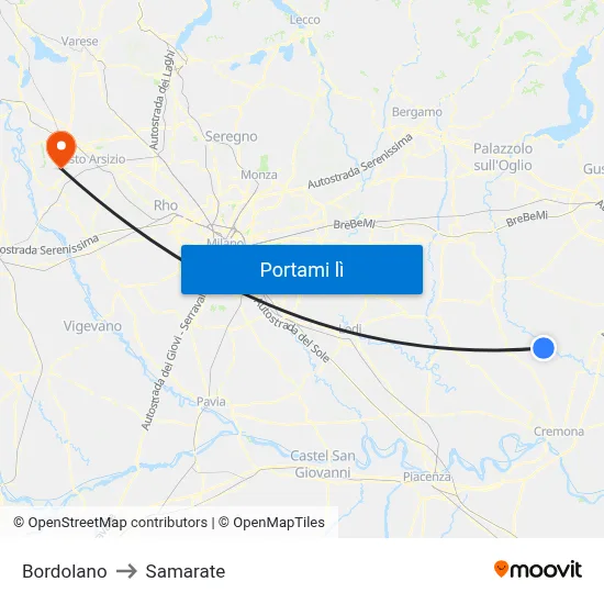 Bordolano to Samarate map