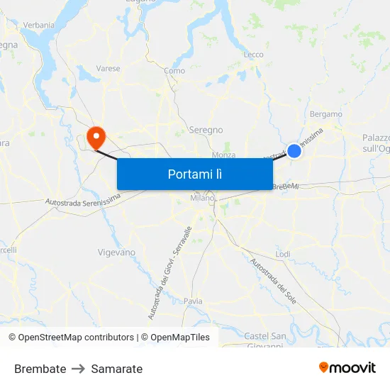 Brembate to Samarate map