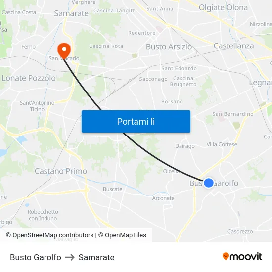 Busto Garolfo to Samarate map