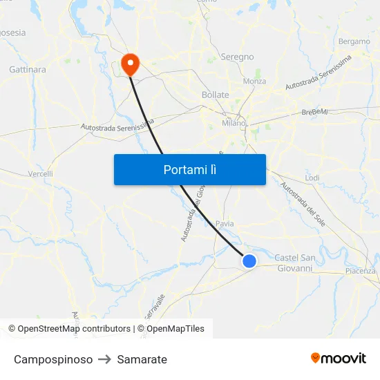 Campospinoso to Samarate map
