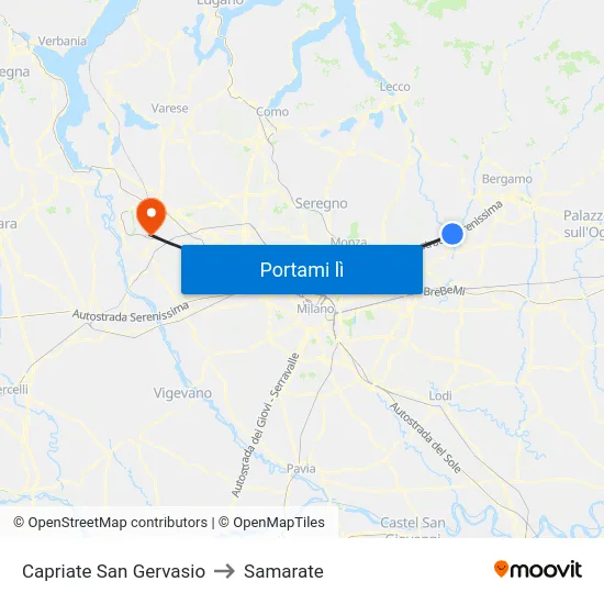 Capriate San Gervasio to Samarate map