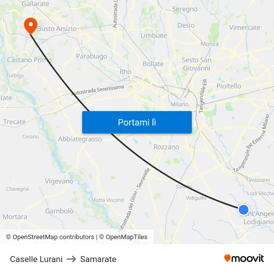 Caselle Lurani to Samarate map