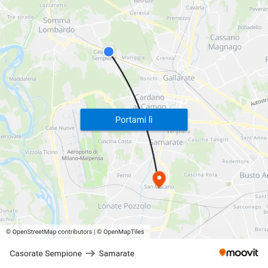 Casorate Sempione to Samarate map