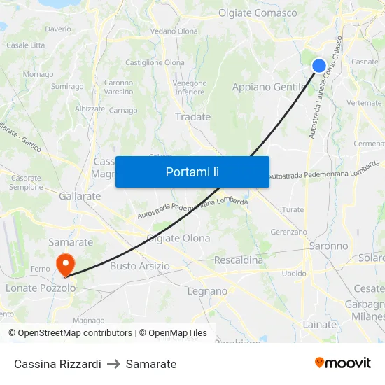 Cassina Rizzardi to Samarate map