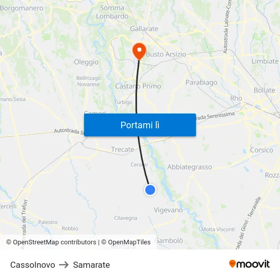 Cassolnovo to Samarate map