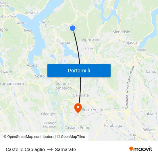 Castello Cabiaglio to Samarate map