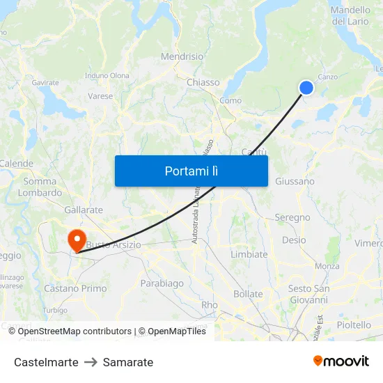 Castelmarte to Samarate map