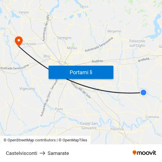Castelvisconti to Samarate map