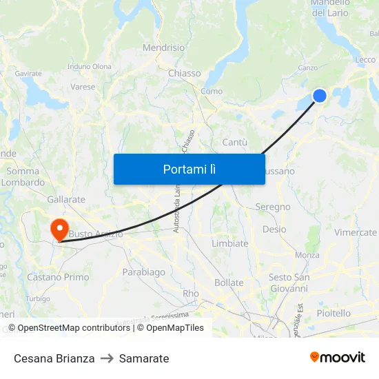 Cesana Brianza to Samarate map