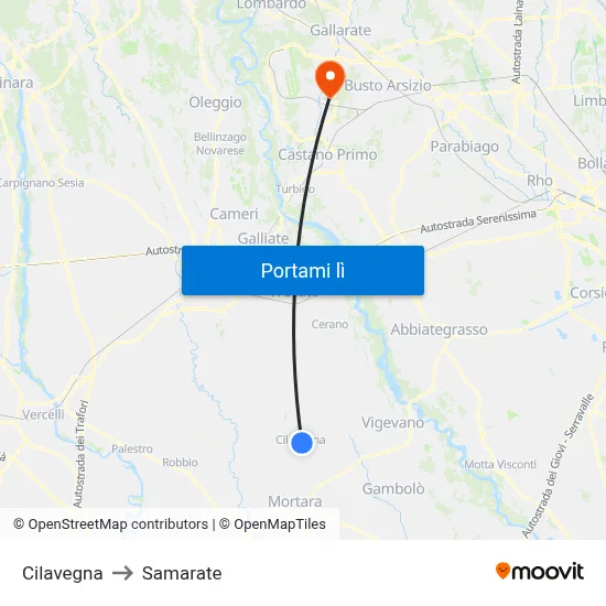 Cilavegna to Samarate map