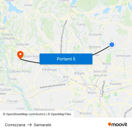 Correzzana to Samarate map