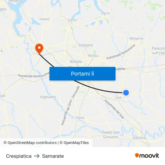 Crespiatica to Samarate map