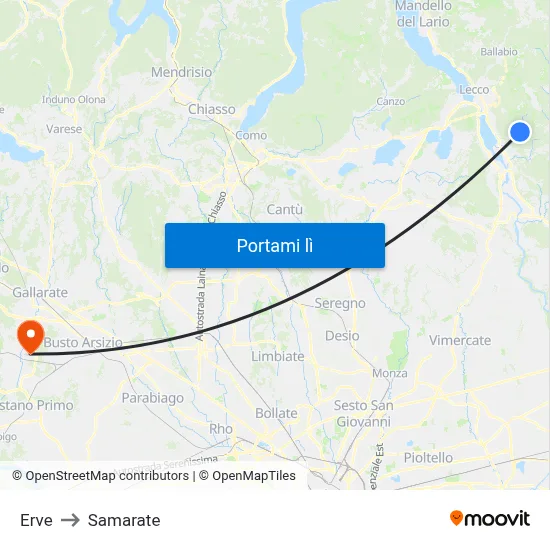 Erve to Samarate map