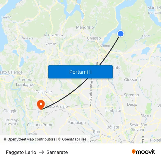 Faggeto Lario to Samarate map