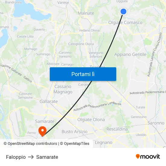 Faloppio to Samarate map