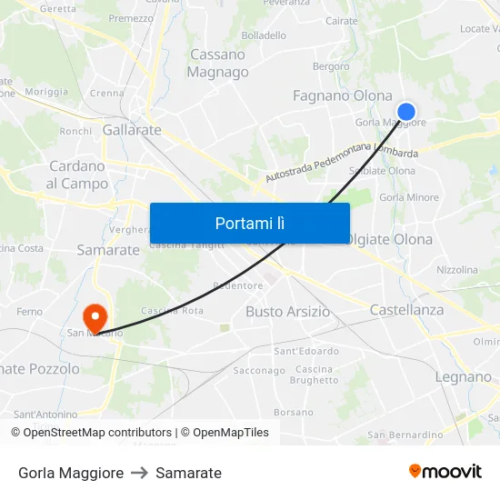 Gorla Maggiore to Samarate map
