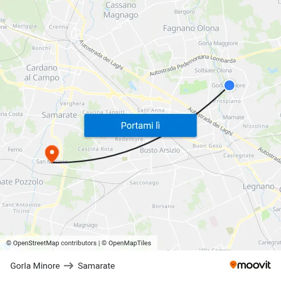 Gorla Minore to Samarate map