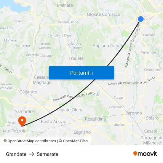 Grandate to Samarate map