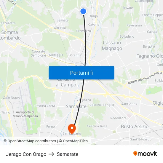 Jerago Con Orago to Samarate map