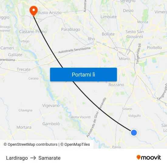 Lardirago to Samarate map