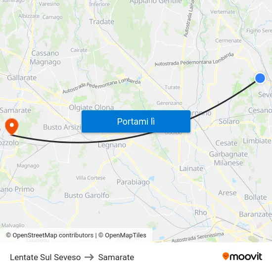 Lentate Sul Seveso to Samarate map